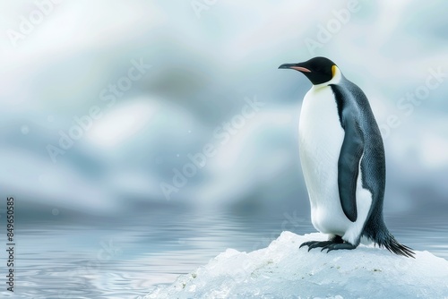 Penguin on ice Generative AI photo