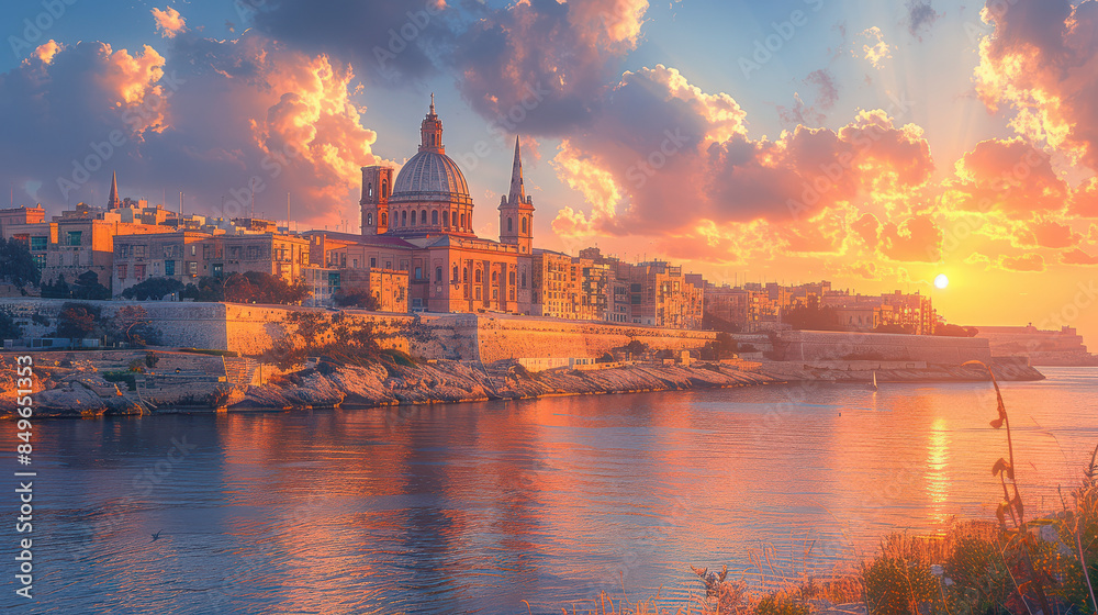Obraz premium Beautiful Valletta, Malta created with Generative AI technology