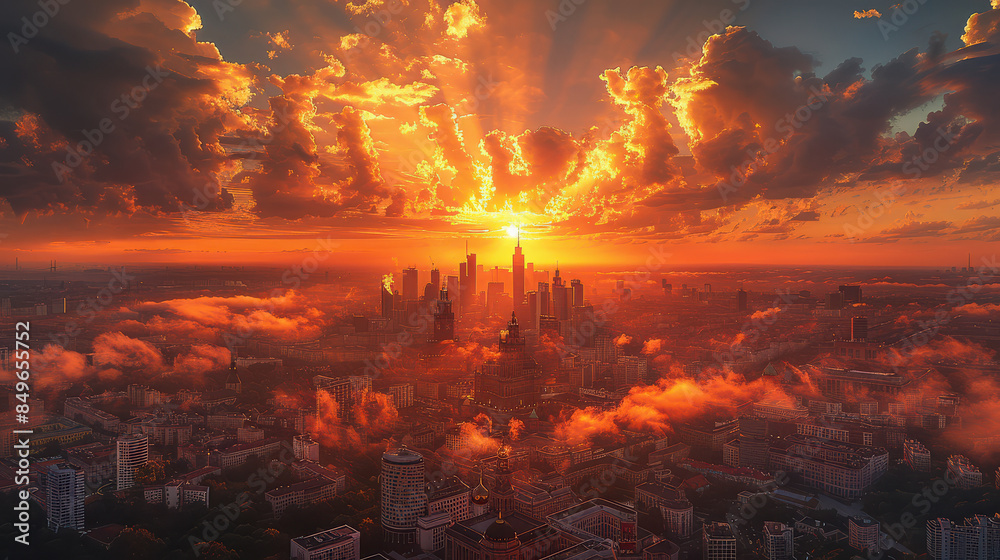 Capture the grandeur of Warsaw, Polandwith the warm, soft light enhancing. created with Generative AI technology