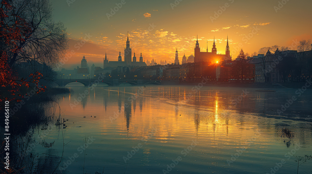 Capture the grandeur of Warsaw, Polandwith the warm, soft light enhancing. created with Generative AI technology Capture the grandeur of Warsaw, Polandwith the warm, soft light enhancing. created with Generative AI technology