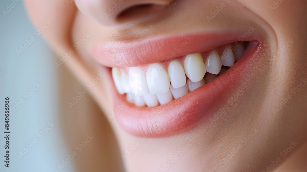 Fototapeta premium close up of smiling mouth , Hollywood smile , white teeth 