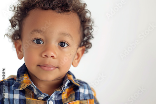 Mixed Race Cute Little Boy Isolated on a white Background Adorable Child Smiling Happy Playful Stylish Innocent Youthful Ethnic Cultural Portrait Studio Photography Bright Cheerful Fashionable