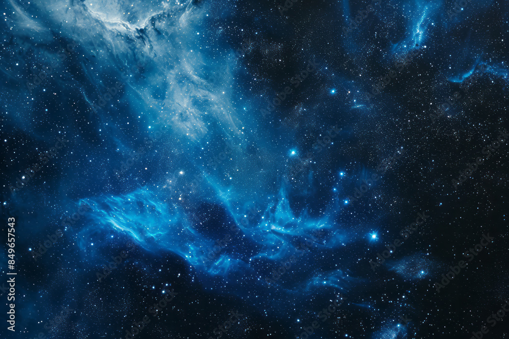 A stunning view of a blue nebula with twinkling stars A stunning view of a blue nebula with twinkling stars