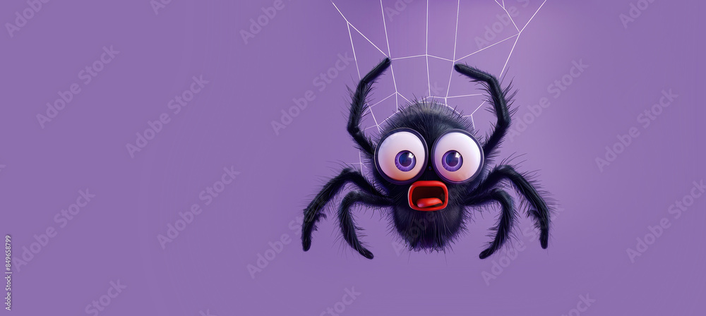 Fototapeta premium Surprised Halloween Spider with Space for Copy