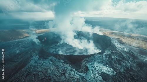 Volcano with steam vent photo