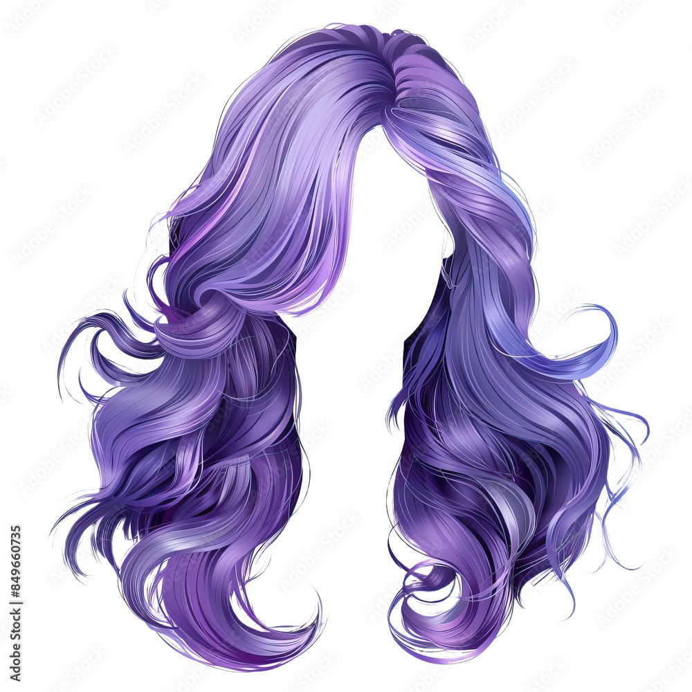 Stylish hair wig with trendy design on transparent or white background Stylish hair wig with trendy design on transparent or white background