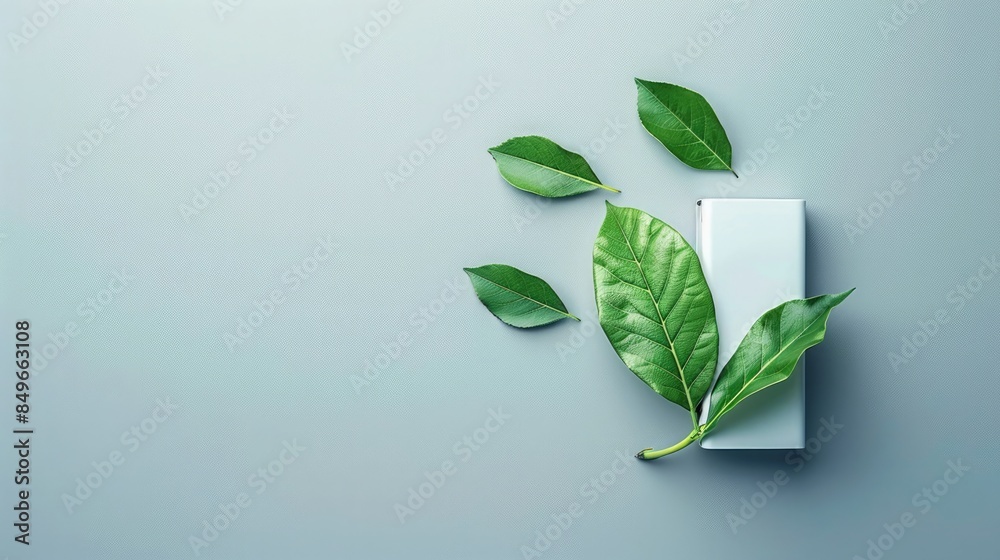 Eco-friendly battery pack featuring a green leaf symbol, promoting sustainability, with copyspace. Battery packs Eco-friendly battery pack featuring a green leaf symbol, promoting sustainability, with copyspace. Battery packs