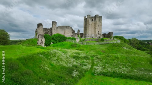 Conisbrough Castle from a drone, Conisbrough, South Yorkshire, England photo