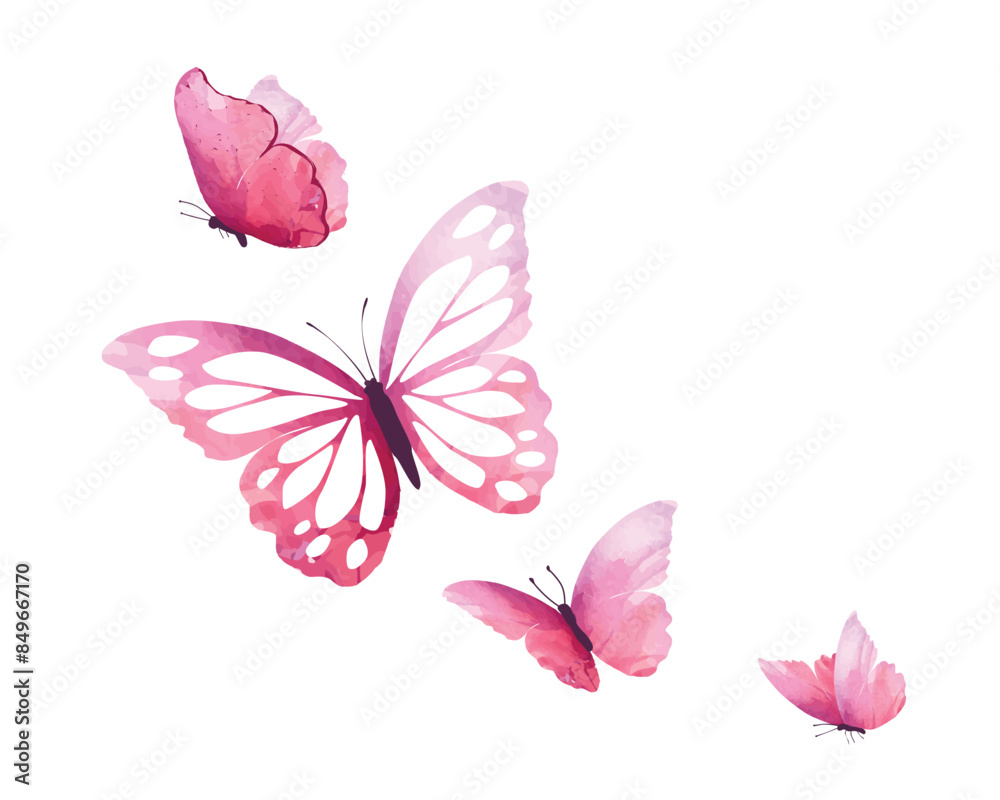 Fototapeta premium watercolor flock butterfly vector 