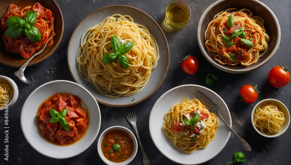 Plate of spaghetti, traditional Italian food Plate of spaghetti, traditional Italian food