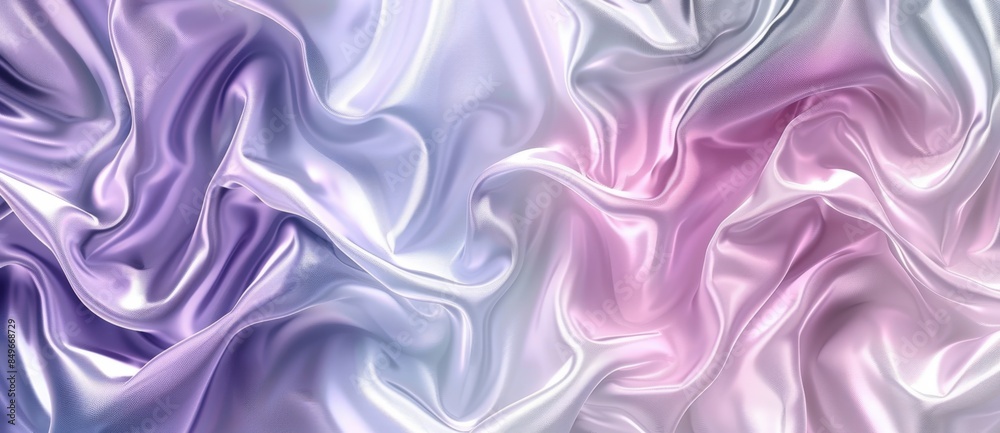 Obraz premium Flowing pastel satin in pink and purple creates an elegant, luxurious background perfect for fashion or weddings. Its iridescent sheen adds glamour