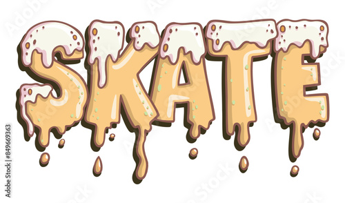 Creative and dynamic lettering illustration with the word skateboard. Letters drawn simulating melting cream. Perfect art for t-shirts, stickers and other uses.