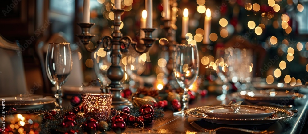 Festive christmas table setting Festive christmas table setting