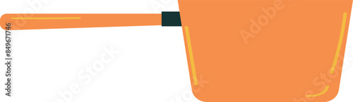 Orange dustpan simple design clean up tool isolated white background. Cleaning equipment orange scoop flat style household item. Home chores plastic dustpan vector illustration graphic art