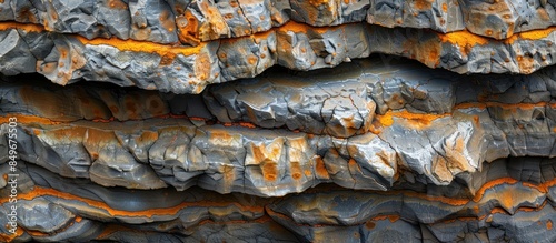 Closeup of bedrock outcrop in iceland