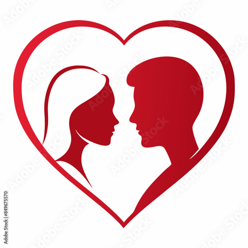 Heart love shape silhouette outline in couple © Merry