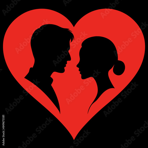 Heart love shape silhouette outline in couple © Merry