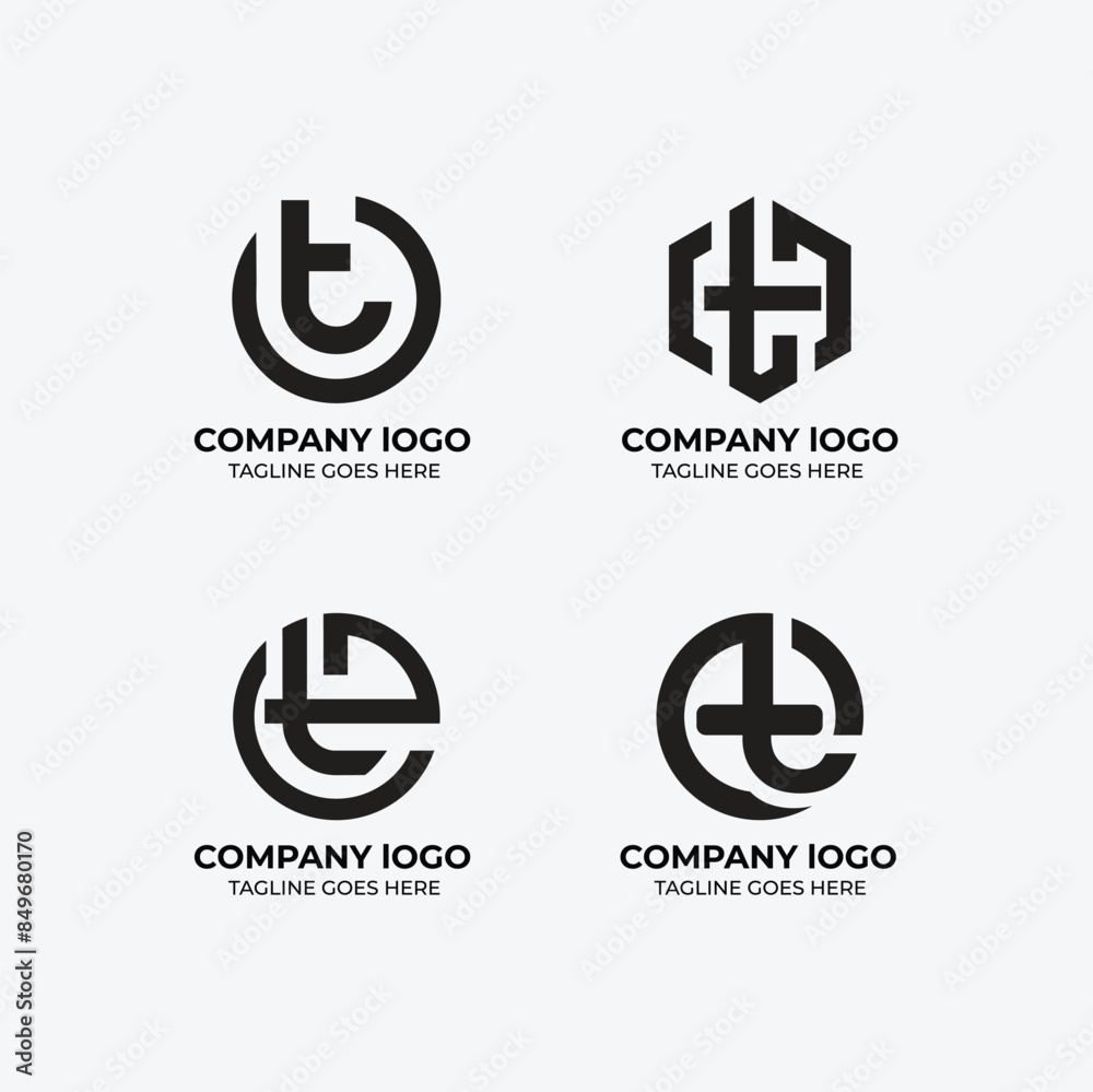 T logo set flat design T logo set flat design