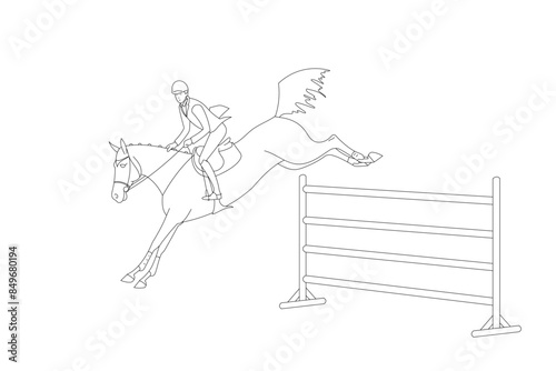 Horse and Rider in Action, Show Jumping
