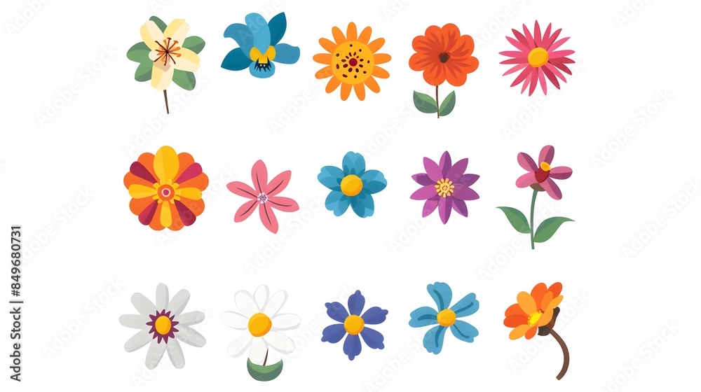 small flowers vector icon set, flowers isolated on white background, flowers in simple style small flowers vector icon set, flowers isolated on white background, flowers in simple style