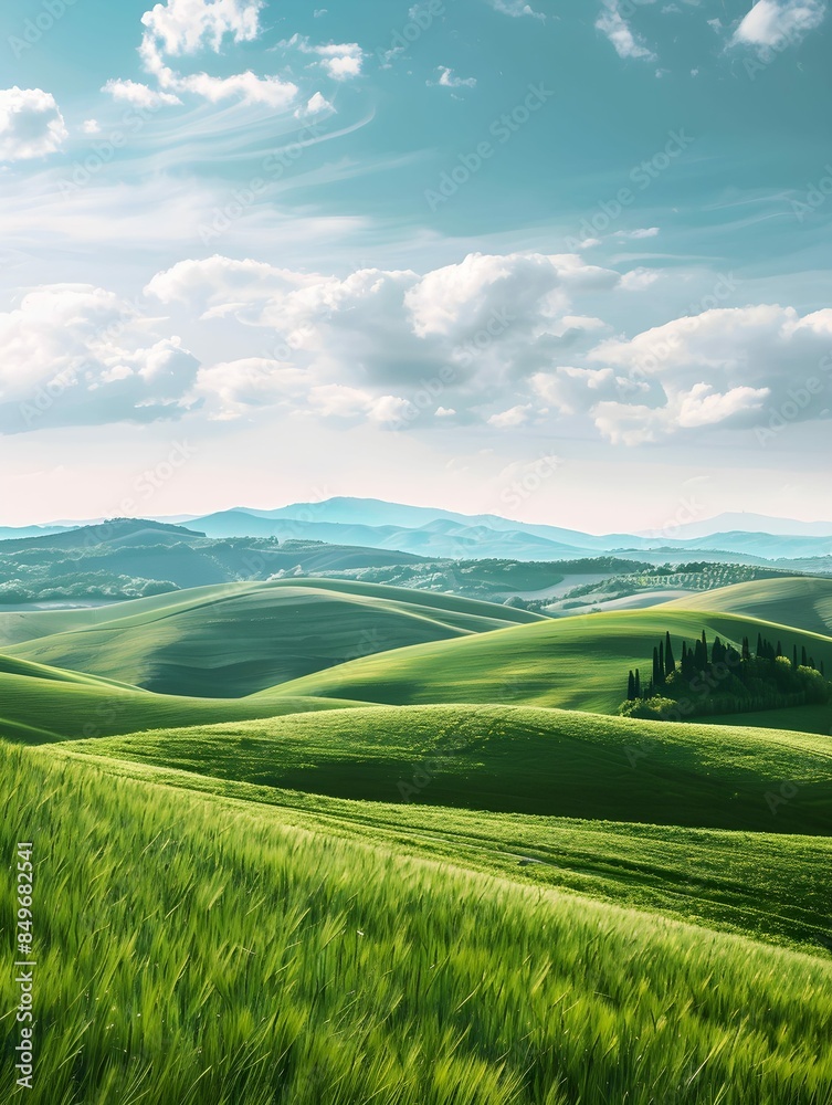 panorama of beautiful countryside grassy field and rolling hills panorama of beautiful countryside grassy field and rolling hills