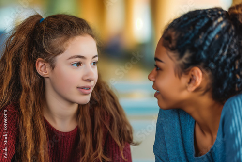 Two teens discussing strategies to resist peer pressure.