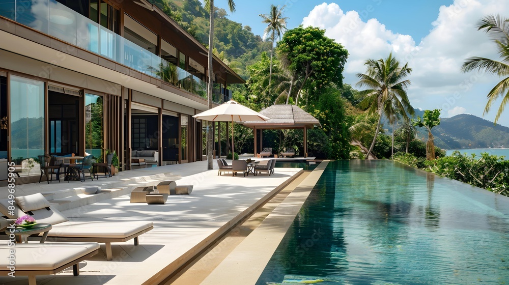 Fototapeta premium Luxury house and resort on the beach for sea views and living