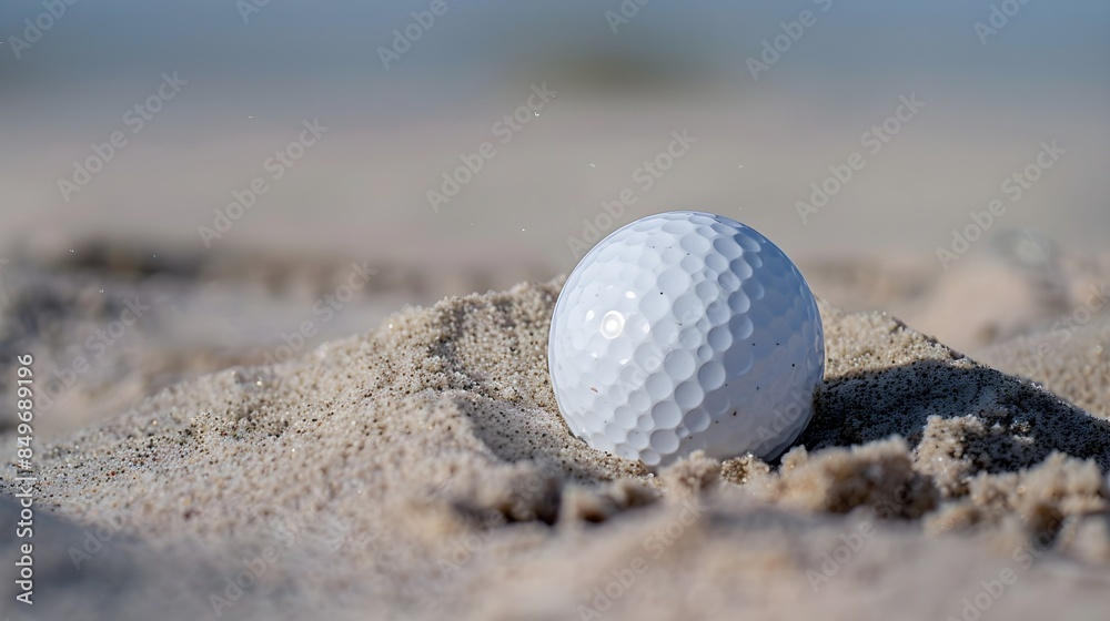 golf ball in a sand close up golf ball in a sand close up