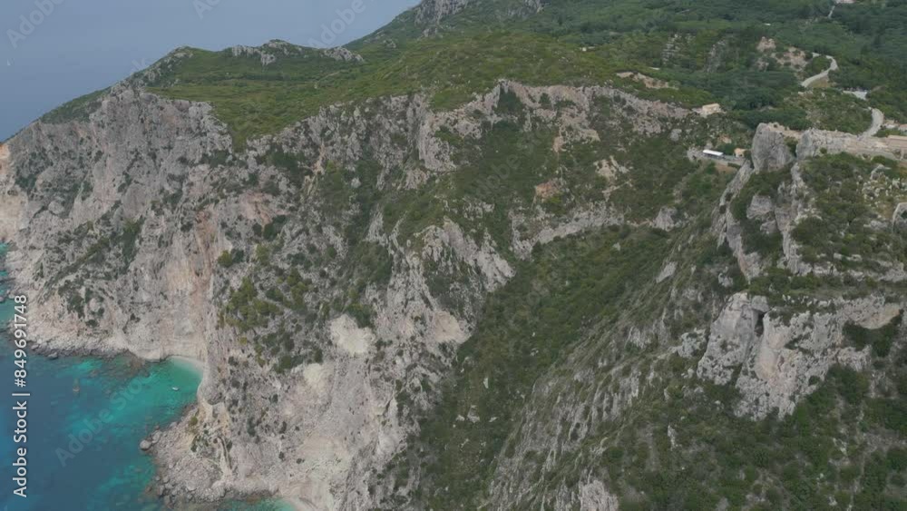 Aerial view of Angelokastro ancient Byzantine castle on the island of Corfu, Greece Aerial view of Angelokastro ancient Byzantine castle on the island of Corfu, Greece