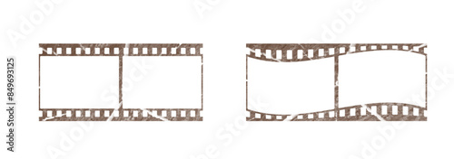 Vintage style 35mm film strip set, retro vintage vector design with two frames on white background. Retro film reel symbol illustration to use in photography, television, cinema, photo frame. 