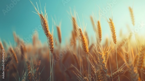 Close up of wheat ears. Field of wheat agriculture in summer, illustration created by photo