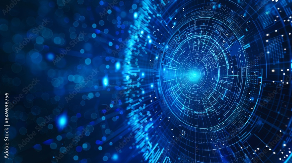 An abstract image of digital patterns and light representing advanced technology and connectivity