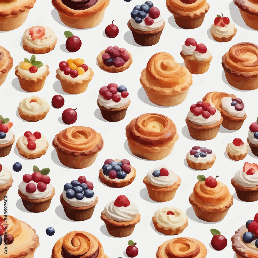 Pastry and Cake Cartoon Design Very Delicious Pastry and Cake Cartoon Design Very Delicious