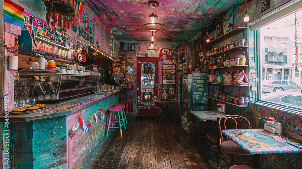 pink turquoise coffee shop lgbtq+ pride rainbow gay generative art pink turquoise coffee shop lgbtq+ pride rainbow gay generative art