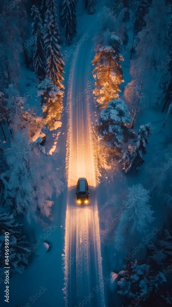 Night Drive through Winter Wonderland Night Drive through Winter Wonderland