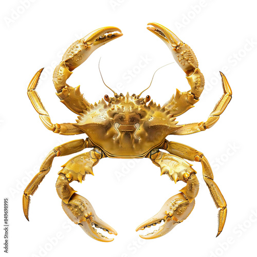 Golden sea crab on transparent or white background