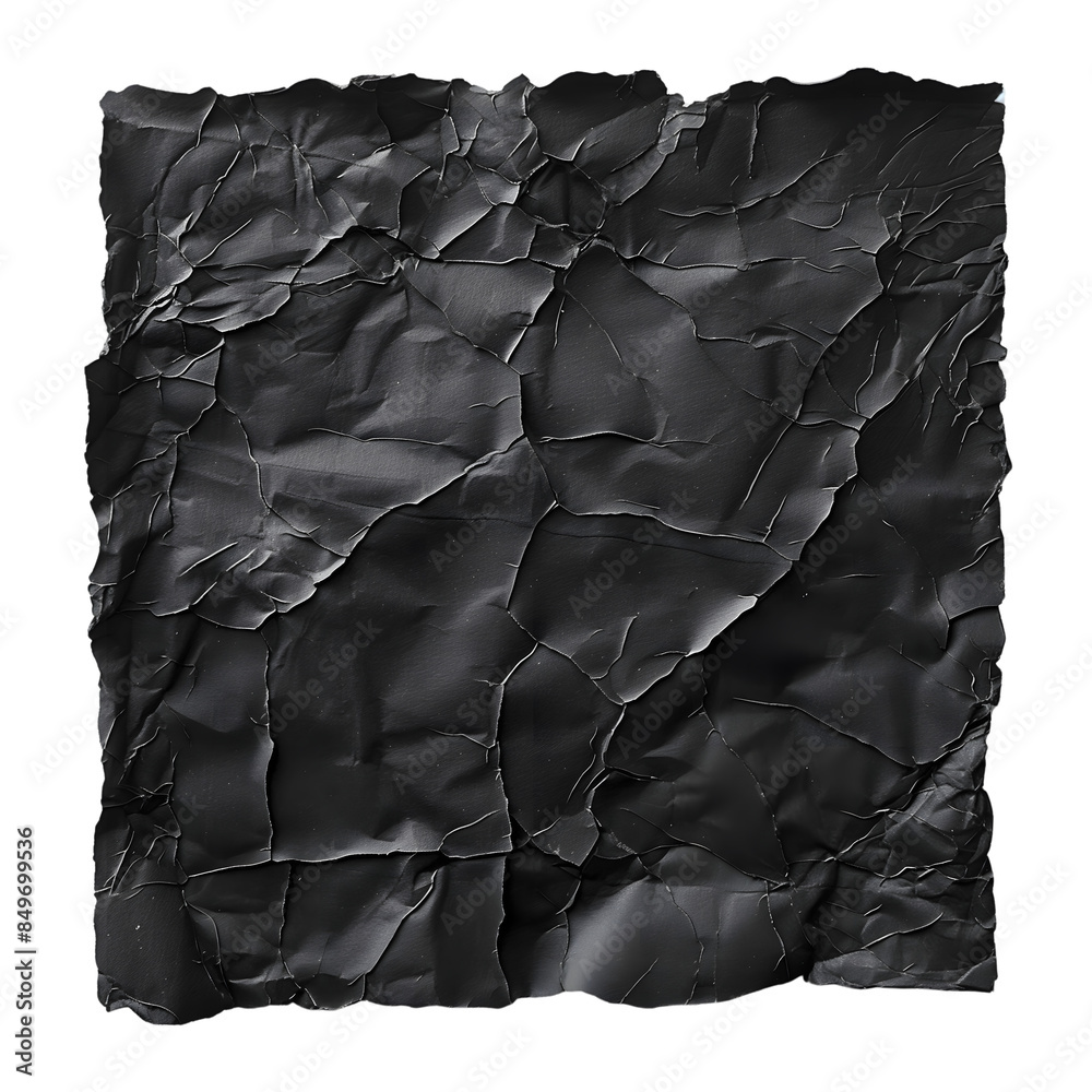 black damaged, rippled, torn paper with a broken texture isolated on transparent background. generative ai black damaged, rippled, torn paper with a broken texture isolated on transparent background. generative ai