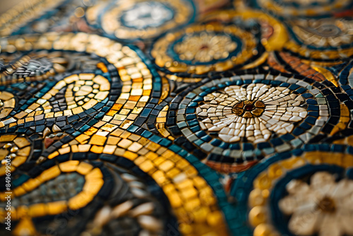 Intricate Mosaic Art Featuring Floral Patterns in Church Architecture, Treviso, Italy - Cultural and Historical Heritage