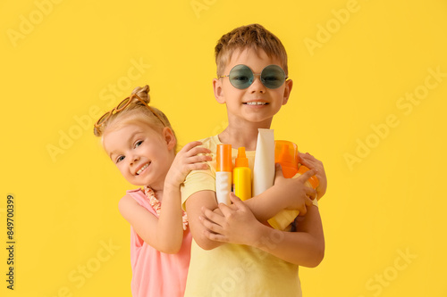 Cute little children with b...