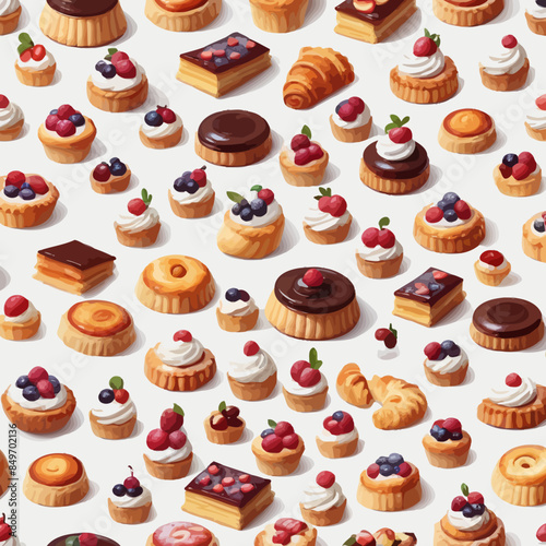 Pastry and Cake Cartoon Design Very Delicious