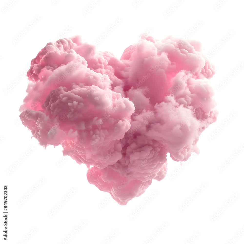 pink heart shaped cloud floating isolated on transparent background. generative ai pink heart shaped cloud floating isolated on transparent background. generative ai