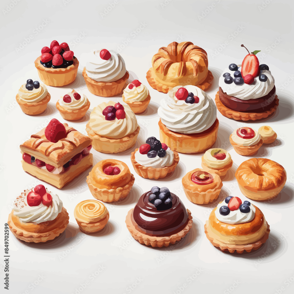 Pastry and Cake Cartoon Design Very Delicious Pastry and Cake Cartoon Design Very Delicious
