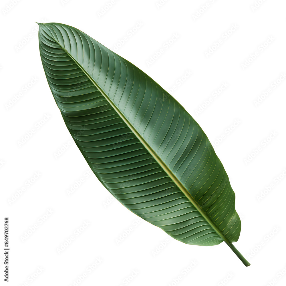 Obraz premium green tropical leaf isolated on transparent background. generative ai