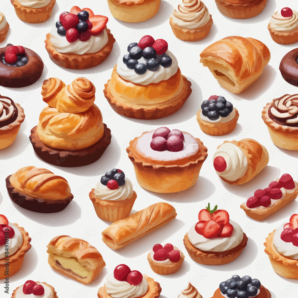 Pastry and Cake Cartoon Design Very Delicious Pastry and Cake Cartoon Design Very Delicious