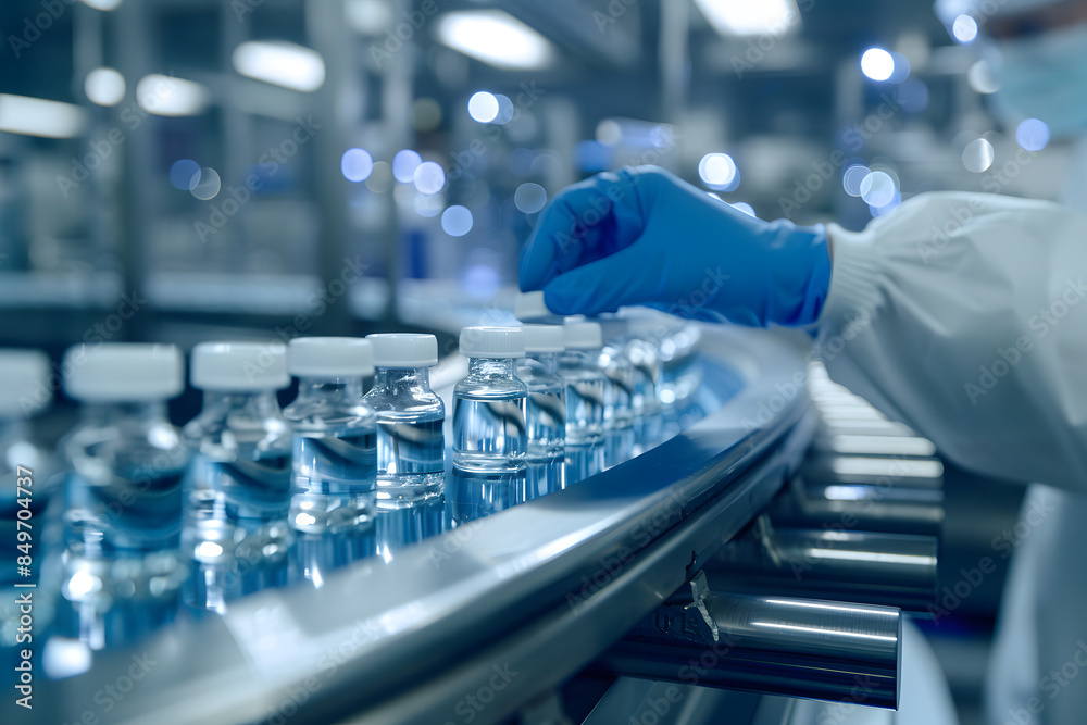 Pharmacist Scientist Examining Medical Vials on Production Line in Pharmaceutical Healthcare Factory Manufacturing Prescription Drugs Pharmacist Scientist Examining Medical Vials on Production Line in Pharmaceutical Healthcare Factory Manufacturing Prescription Drugs