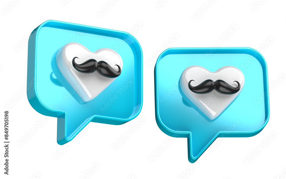CORAÇÃO COM BIGODE DIA DOS PAIS ELEMENTO 3D CORAÇÃO COM BIGODE DIA DOS PAIS ELEMENTO 3D