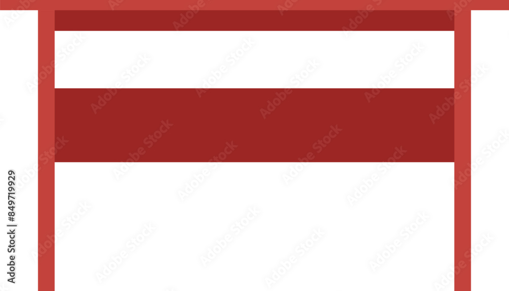 Minimalist red ladder graphic design isolated white background. Simple twostep ladder illustration safety equipment concept. Cartoon style red twostep isolated