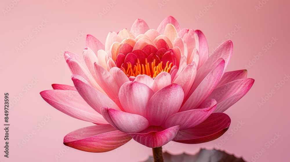 Close-up of a vibrant pink lotus flower in full bloom, highlighting its delicate petals and intricate details against a soft pink background. Close-up of a vibrant pink lotus flower in full bloom, highlighting its delicate petals and intricate details against a soft pink background.