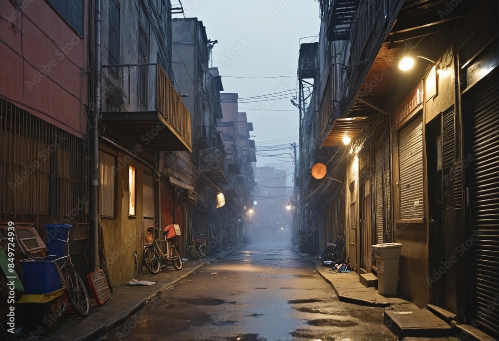 slum urban alley landscape
