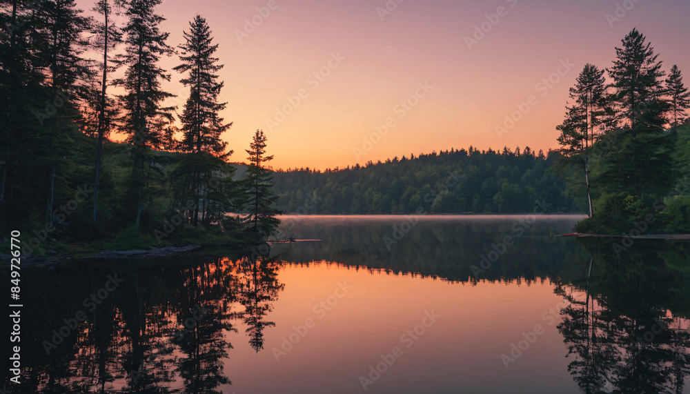 Fototapeta premium sunset on the lake